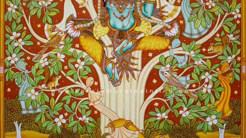 Krishna with Gopies Kerala Murals