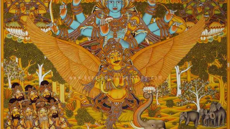 Lord maha vishnu Gajendramoksham mural
