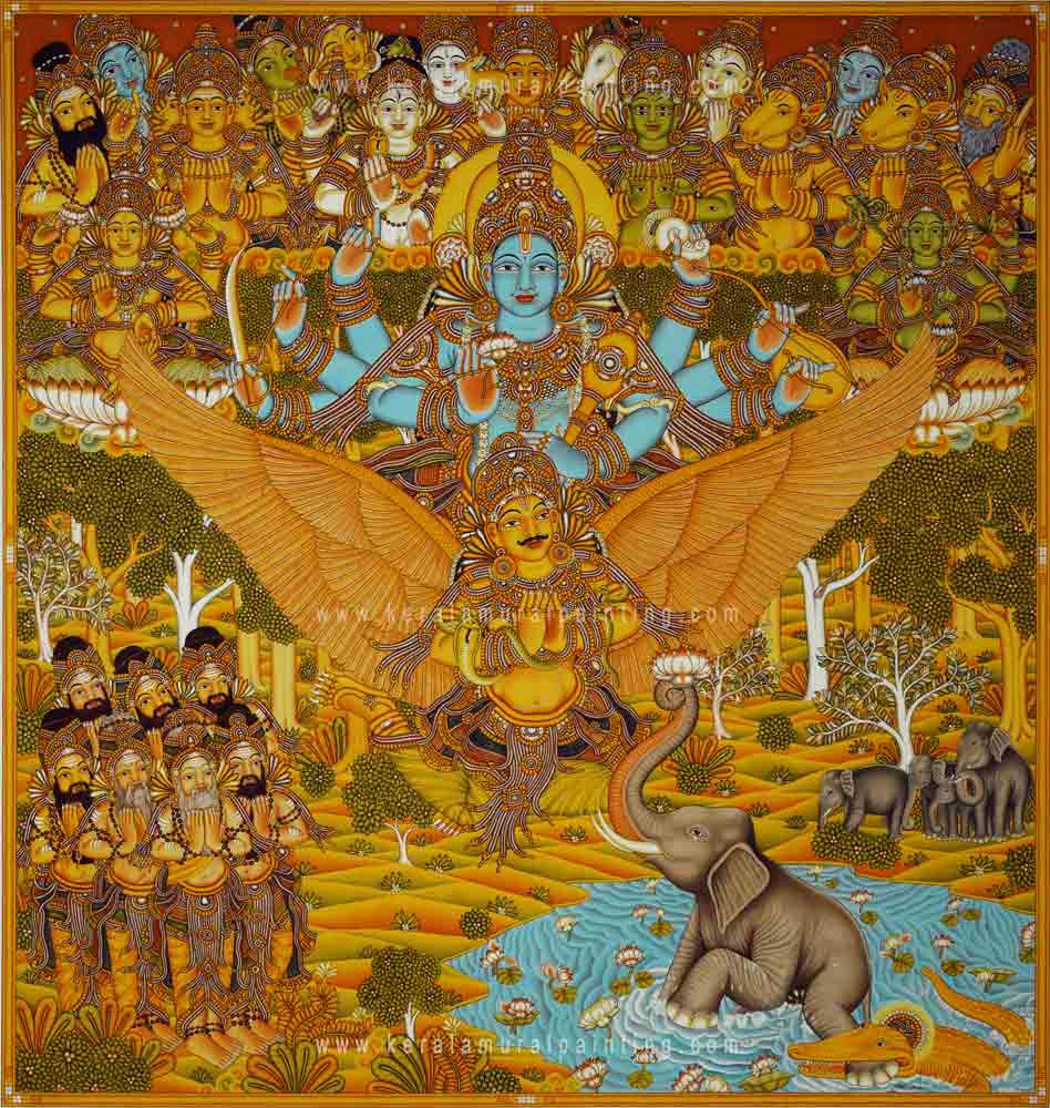 Lord maha vishnu Gajendramoksham mural